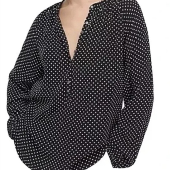 J. Crew Long Sleeve Eyelet Popover Shirt Size 8